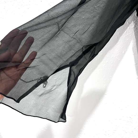 SilkLand Black 100% silk Embellished sheet Long Sleeve Blouse 2X - Picture 4 of 8